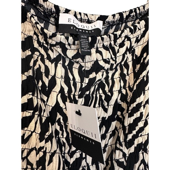 ELOQUII ELEMENTS Women's Smocked Cropped Animal Print Top Plus Size 14/16 - Picture 9 of 10